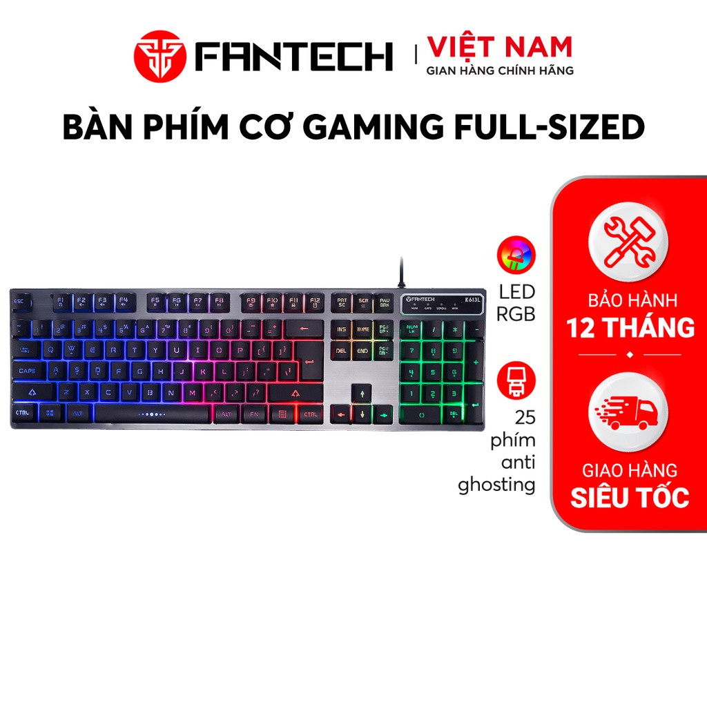 Bàn Phím Gaming Backlit 19 Phím Anti Ghosting Full-sized FANTECH K613L FIGHTER II 3 Chế Độ LED - Hàng Chính Hãng