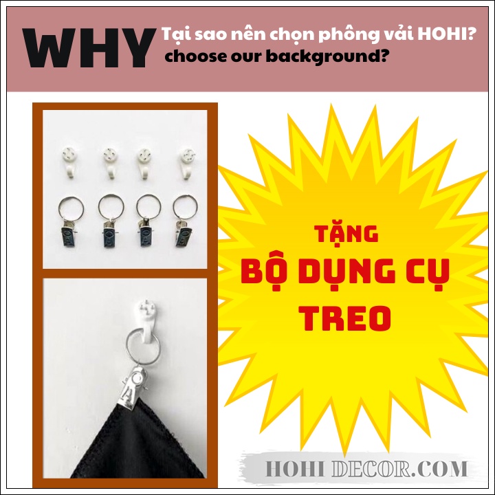 Vải Phông Nền Chụp Ảnh Trơn, Background Livestream Lookbook Studio, Chụp Hình Sản Phẩm - Trắng, Đen, Đỏ...- HoHi Decor