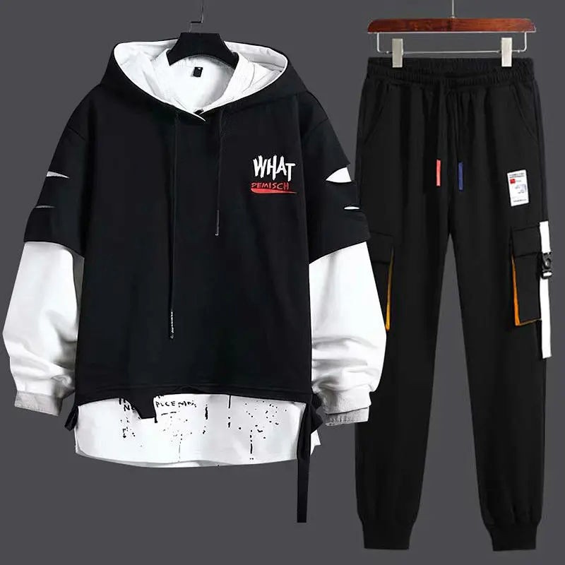 Bộ đồ thể thao áo hoodie tay dài + quần dài dáng rộng thời trang dành cho nam