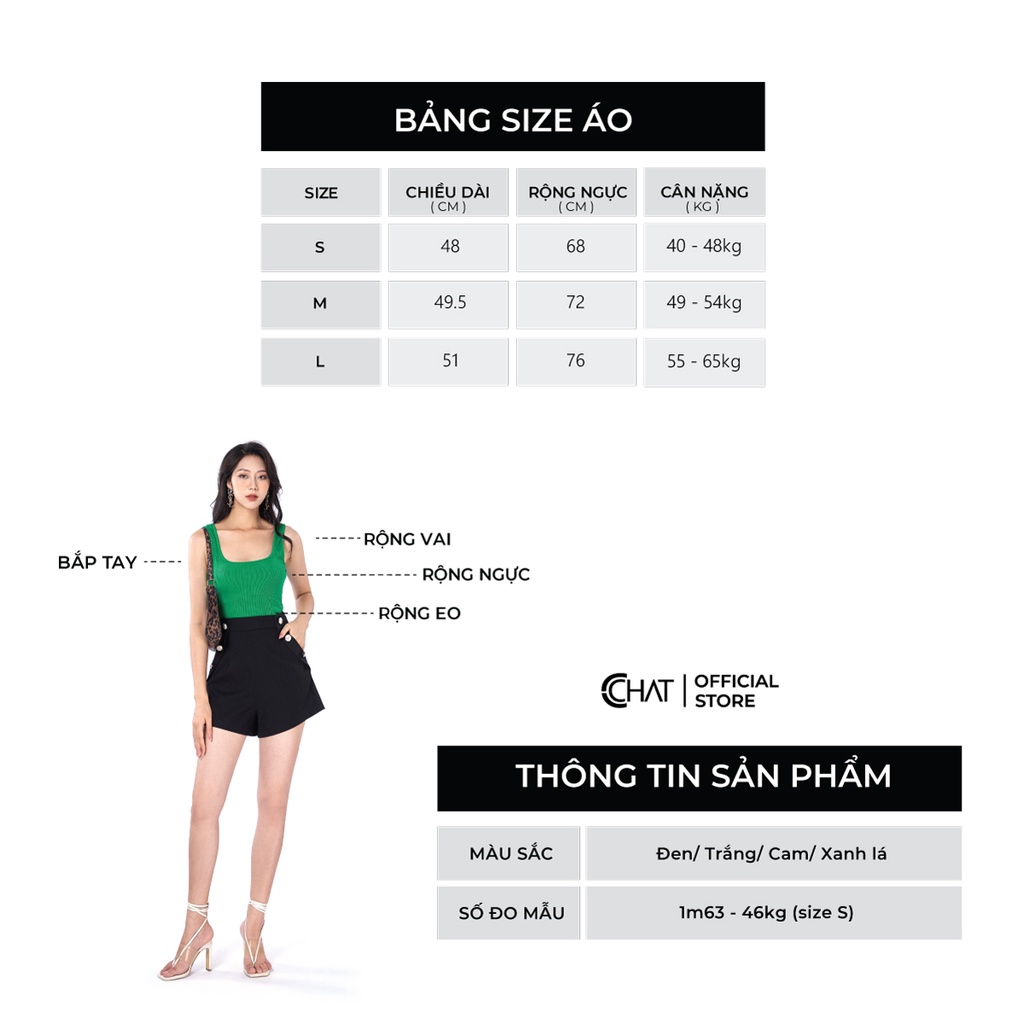 Áo Thun 𝐂𝐂𝐇𝐀𝐓 Cổ U 2 Dây Phong Cách Trẻ Trung Năng Động 22YAC2003OT