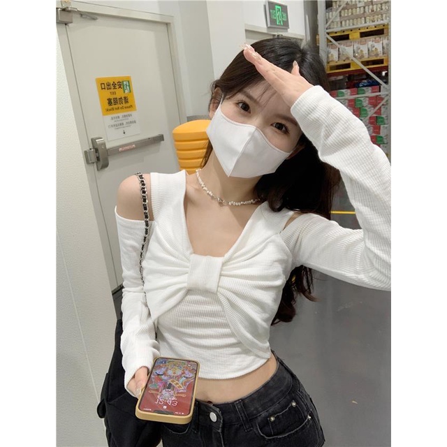 COZOK Áo Thun Tay Dài Dáng Ôm Đơn Giản Dễ Phối Đồ Thời Trang