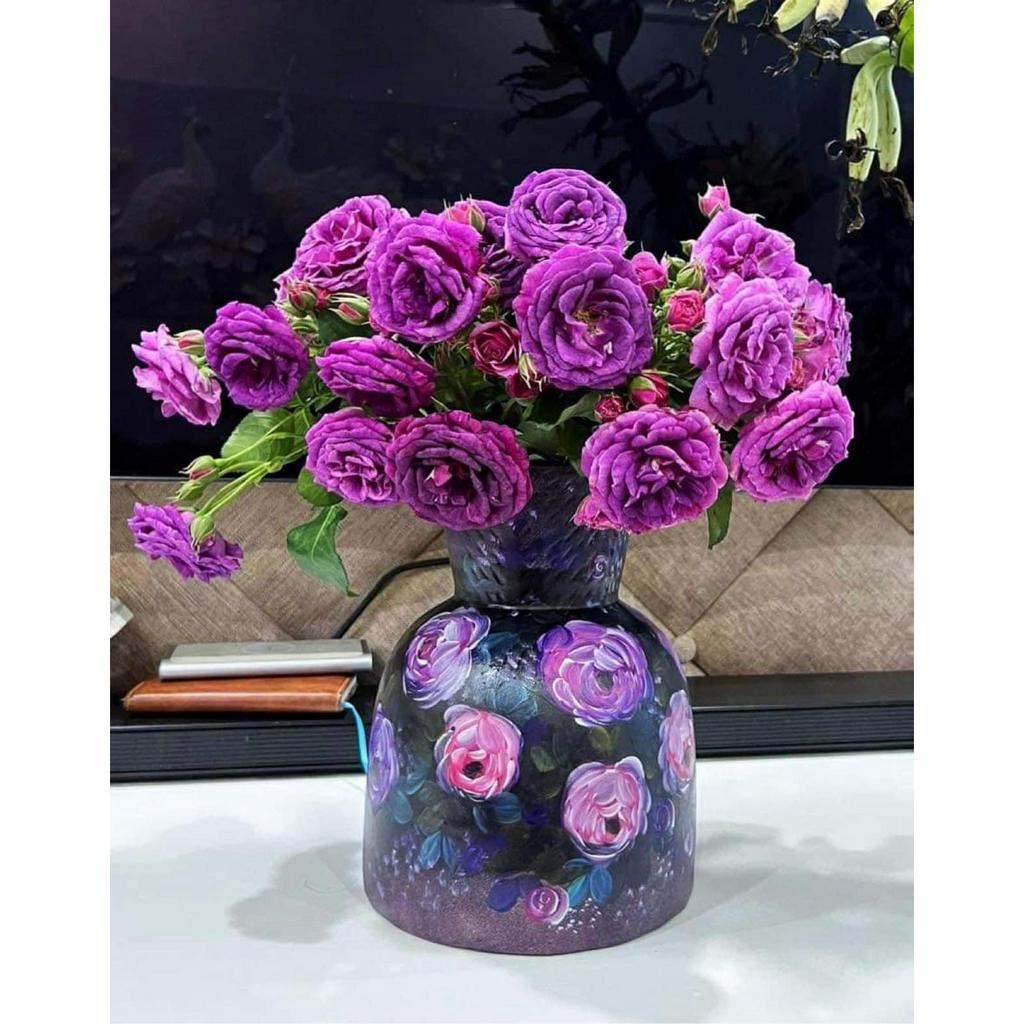 Lọ hoa gốm vẽ tay hoa hồng đẹp xinh(Có ảnh chụp thật)Lọ hoa h.O.a decor