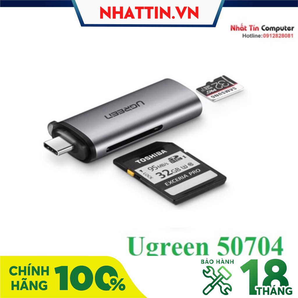 Đầu đọc thẻ USB Type-C cho thẻ nhớ SD/TF chính hãng Ugreen 50704 - Phân Phối Chính Hãng