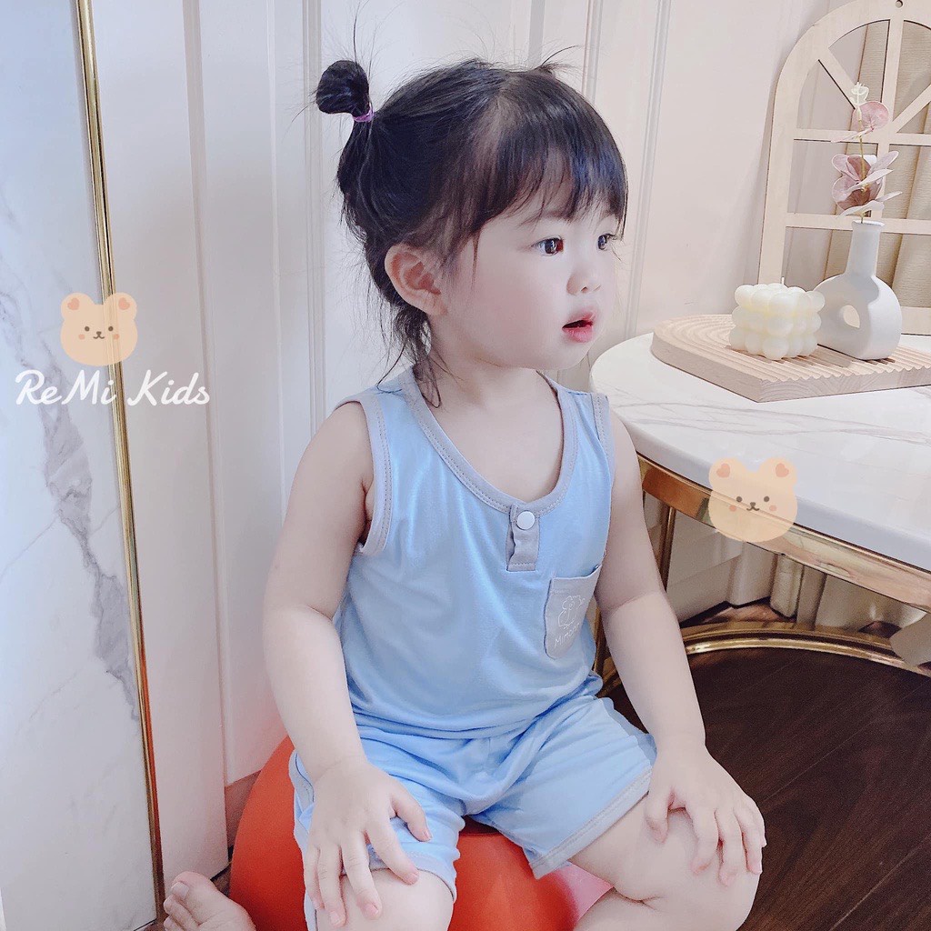 [SALE] Bộ Ba Lỗ Cho Bé Trai, Bé Gái KIMCHIBABY Vải Thun Lạnh Túi Ngực Cổ Viền, Đồ Bộ Cho Bé Mặc Nhà KW2213