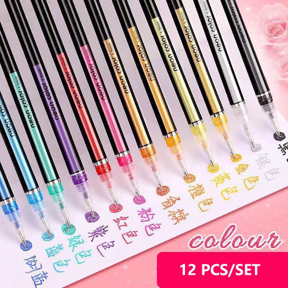 Set 12 Bút Mực Gel Nhiều Màu Sắc Lấp Lánh DIY