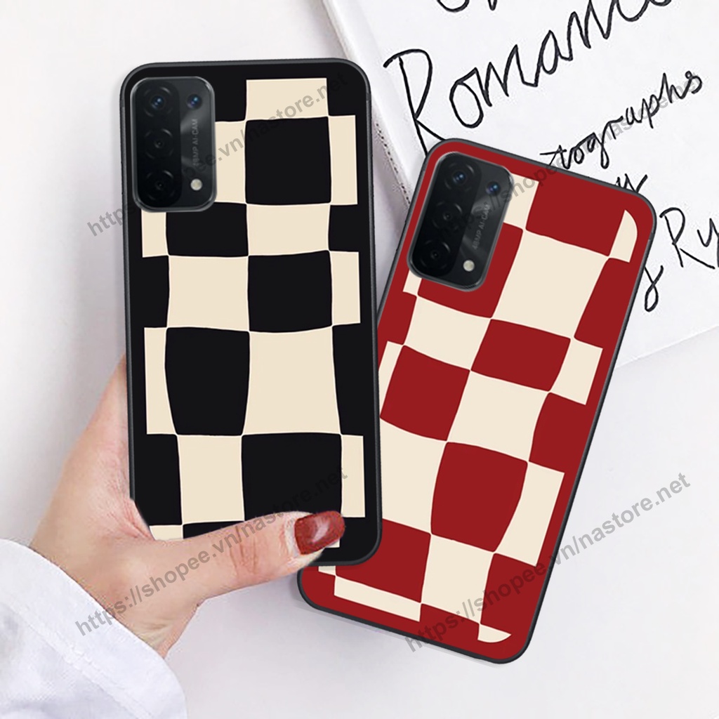 Ốp lưng Oppo A54 / A55 4G / A55 5G mặt cười, họa tiết caro đơn giản đẹp cute