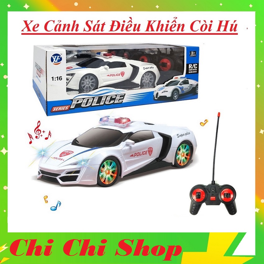 Xe Cảnh Sát Điều Khiển Có Còi Hú Đèn Led Lấp Lánh Di Chuyển Siêu Cấp