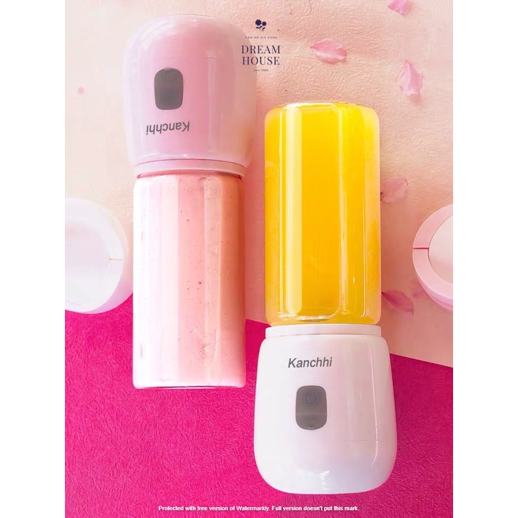 Máy Xay Sinh Tố Cầm Tay Kanchhi 4 Lưỡi Dao Dung Tích 300ml Cổng Sạc USB Tiện Dụng Nhỏ Gọn Haochi