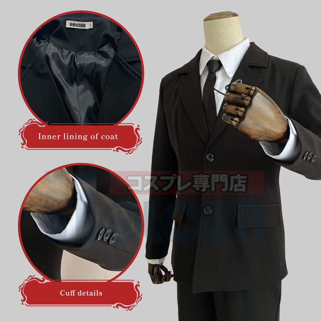 HOLOUN Anime Chainsaw Người đàn ông Cosplay Trang phục Denji Aki Hayakawa Bộ đồ đen Đồng phục Tóc giả Tóc giả Halloween Món quà Giáng sinh Mới