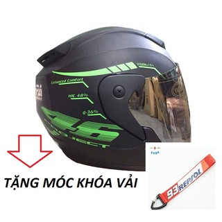 Mũ Bảo hiểm 3/4 BOPA có kính (màu xanh lá)  -Chuẩn DOT Châu Âu TẶNG MÓC KHÓA VẢI