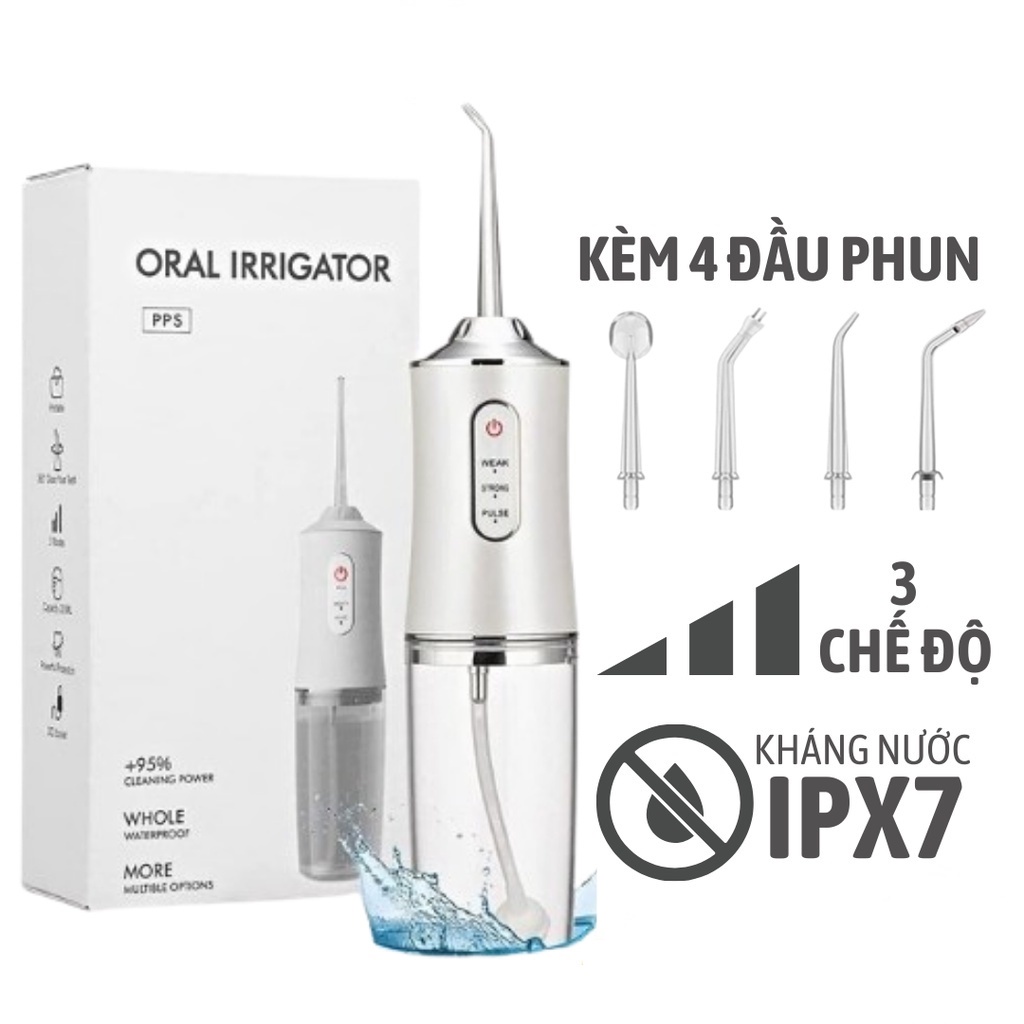 Máy Tăm Nước Cầm Tay - Tăm Nước Vệ Sinh Răng Miệng Oral Irrigator Bản Quốc Tế Chuẩn Châu ÂU