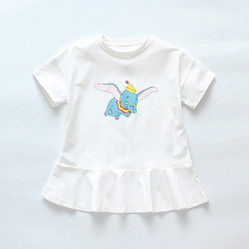 Đầm cotton ngắn tay in họa tiết con vật đáng yêu dành cho bé gái