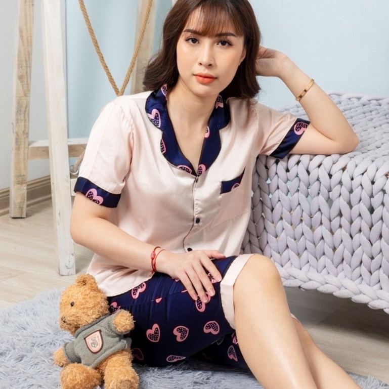 Đồ Bộ Nữ Cộc Lửng, Chất Lụa Cao Cấp Mặc Nhà, Mặc Ngủ Mát Mịn Thoải Mái, Thấm Hút Mồ Hôi