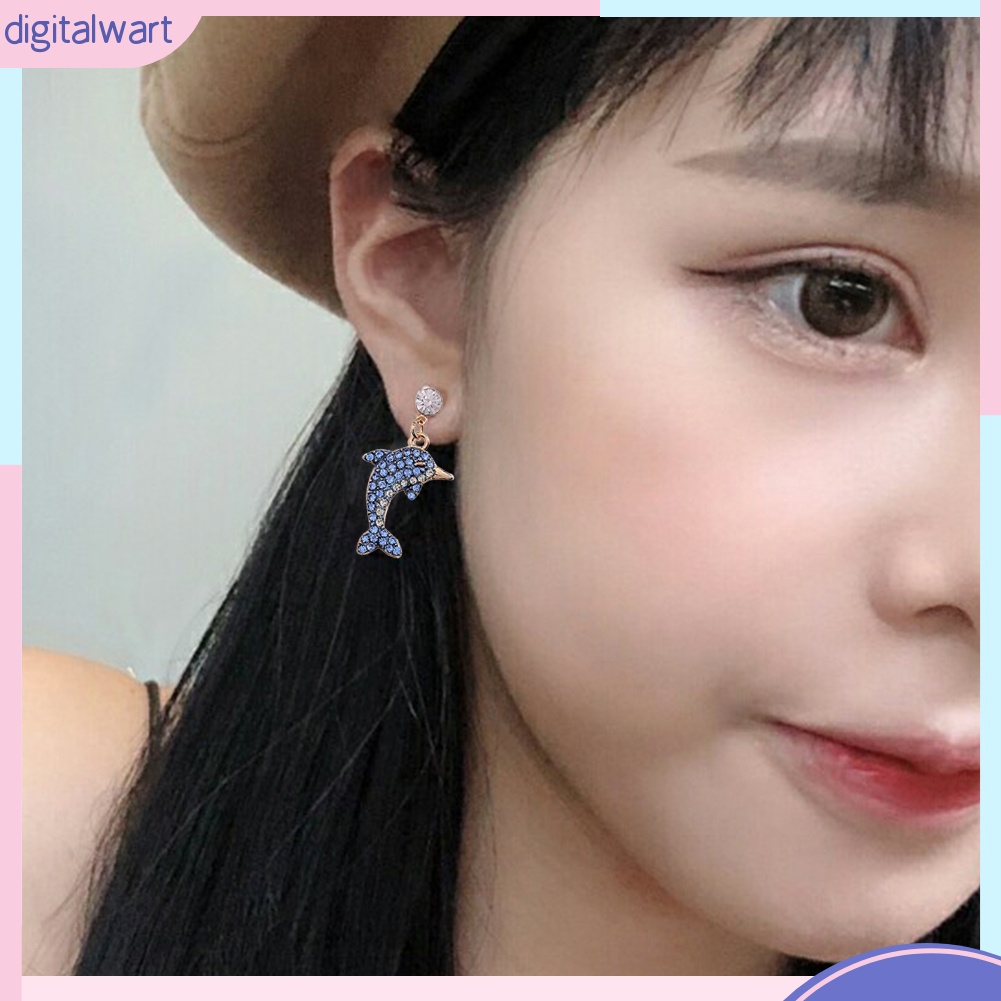 Bông tai hình cá heo đính đá dễ thương cho nữ