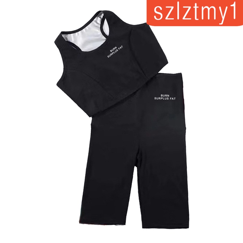 Bộ áo croptop ngắn và quần bó ép mồ hôi giúp giảm cân đốt cháy mỡ thừa dành cho bạn nữ | BigBuy360 - bigbuy360.vn