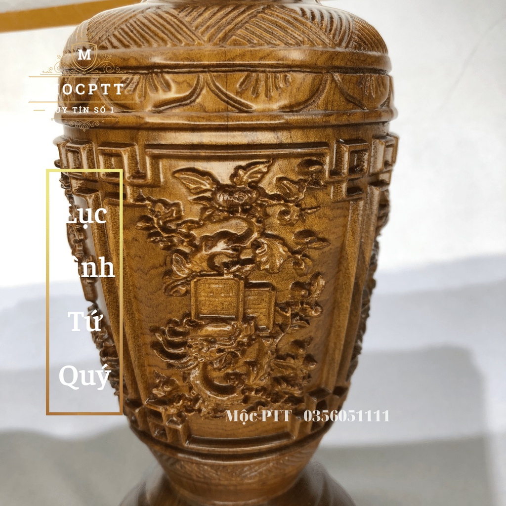 Lục Bình Lộc Bình Gỗ mẫu Tứ Quý kích thước Cao 25 30 Cm