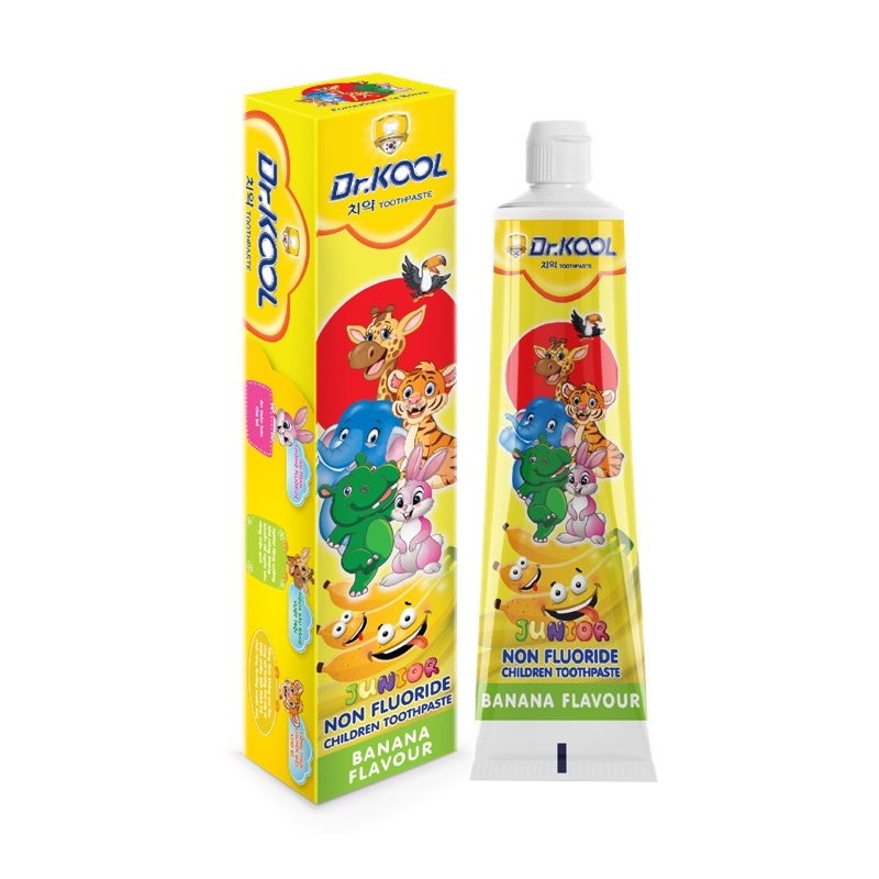 KEM ĐÁNH RĂNG TRẺ EM DR.KOOL JUNIOR HƯƠNG CAM/ DÂU/ CHUỐI 75G