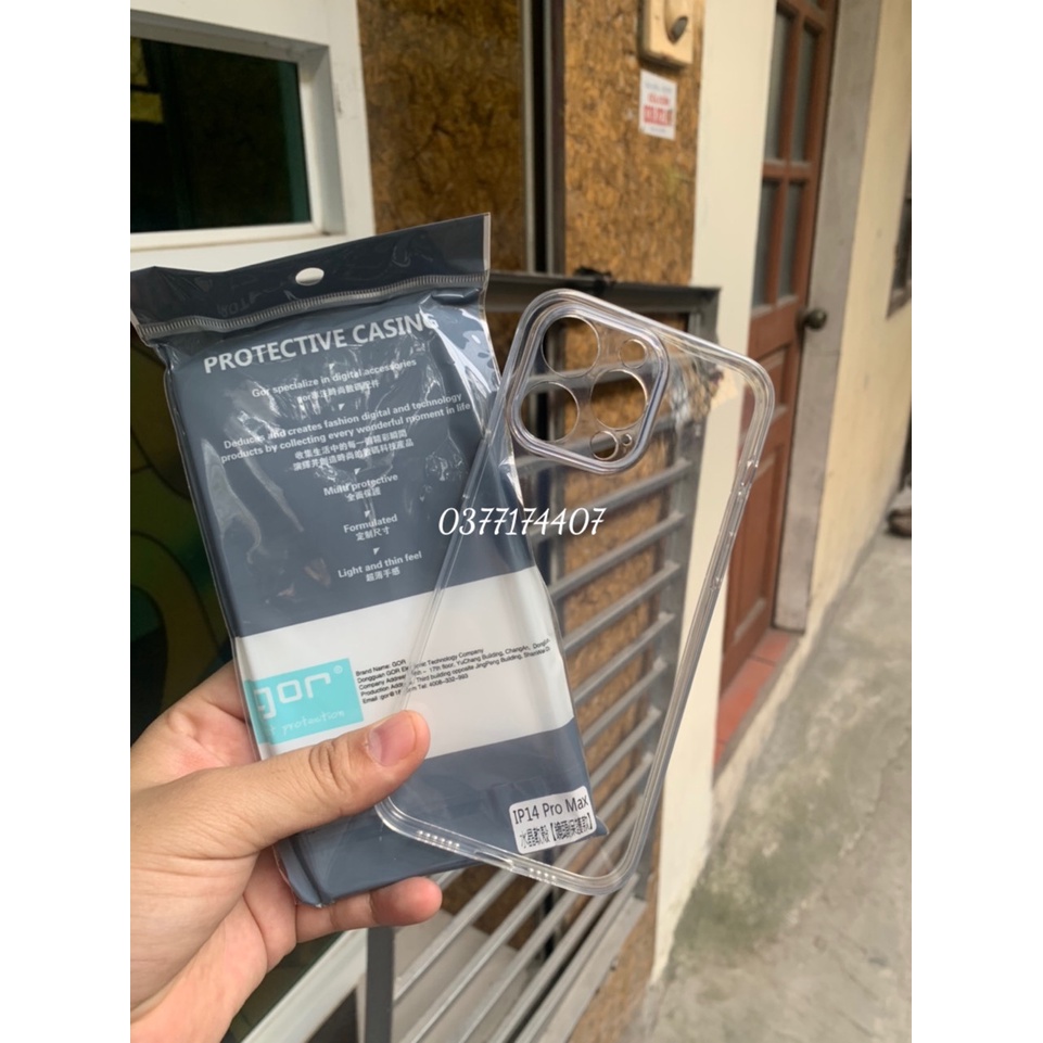 Ốp lưng dẻo Gor TPU cho iPhone 14, 14 Pro, 14 Plus, 14 Pro Max trong suốt bảo vệ camera khoe trọn vẻ đẹp của máy