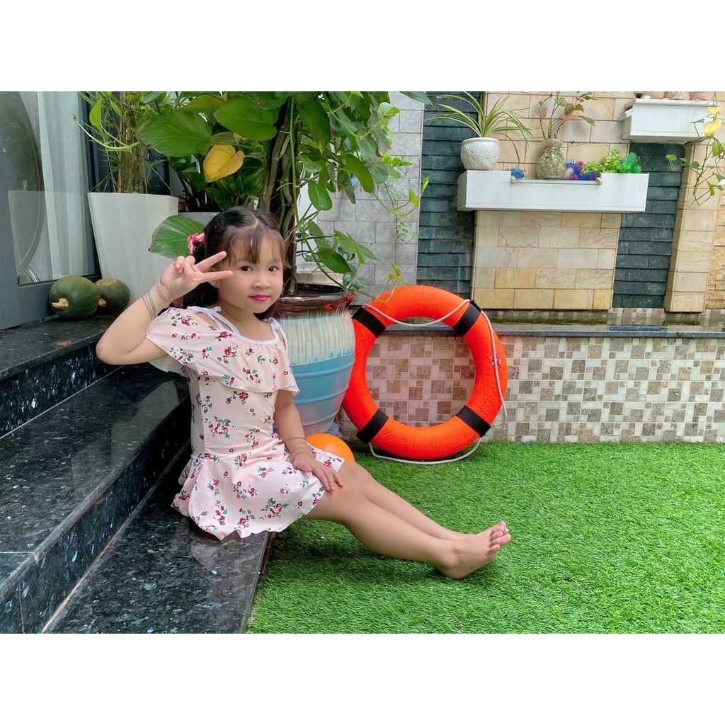 Đồ bơi bé gái mẫu vai rớt Hạ Băng Designs 5-12 tuổi 20-40kg