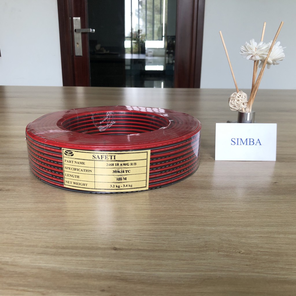 1 cuộn Dây Loa 2 Màu Đỏ Đen Ruột Đồng 30 Tim Đủ 100 Mét sợi đồng nguyên chất có khả năng chịu mài mòn,truyền tải mượt