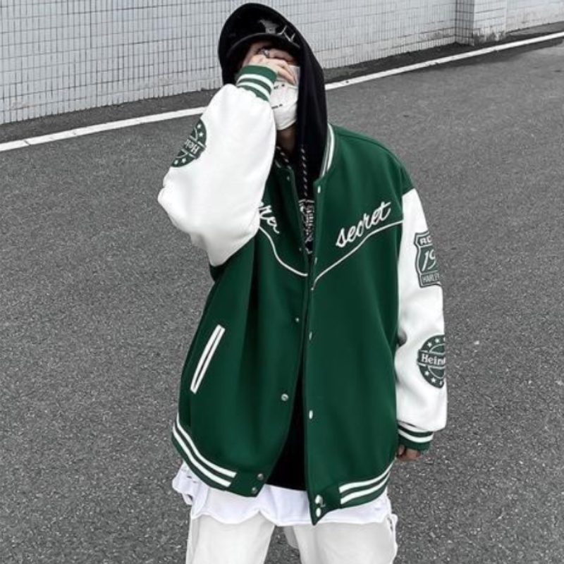 Áo khoác bóng chày in họa tiết phong cách hiphop thời trang cá tính cho nam và nữ