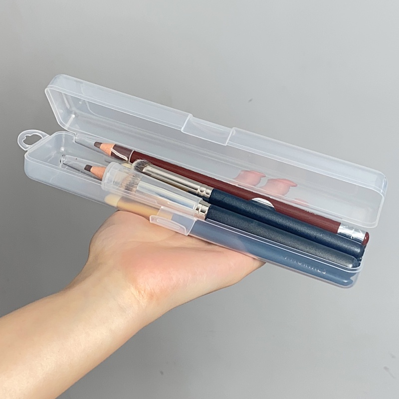 Hộp Đựng Cọ Trang Điểm / Bút Chì Kẻ Lông Mày Trong Suốt Sức Chứa Cao Có Khóa Bấm