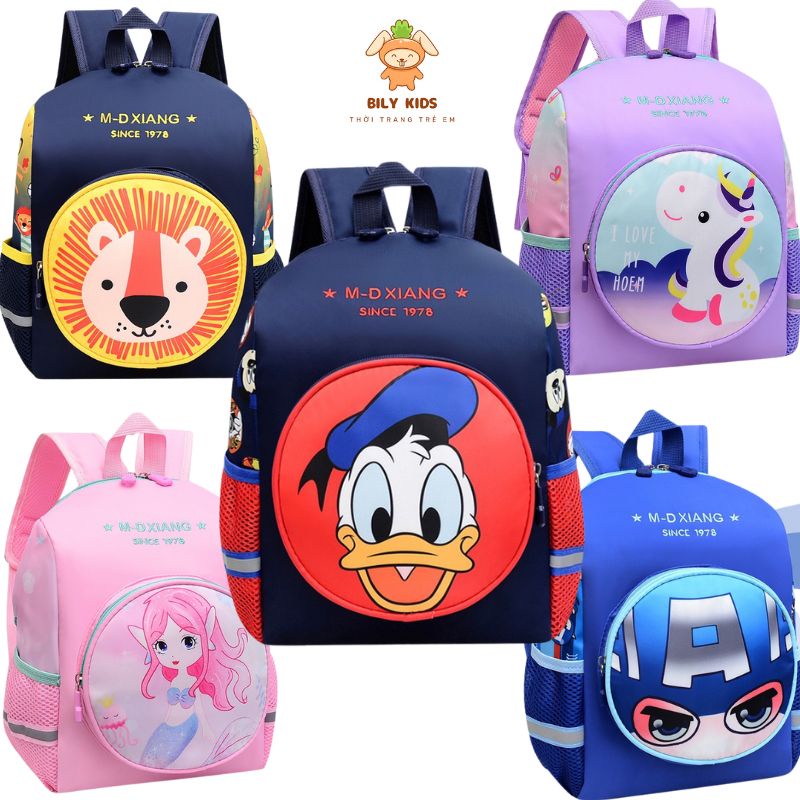 Balo trẻ em, ba lô đi học mẫu giáo mầm non siêu nhẹ Ngựa pony Công chúa Sư tử Caption Kỳ lân Unicorn Bily Kids