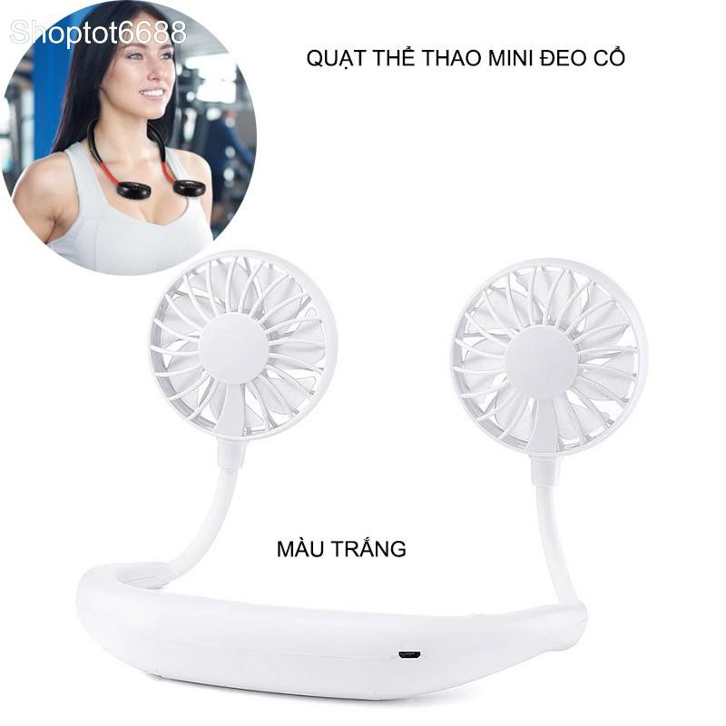 QUẠT THỂ THAO MINI ĐEO CỔ SỬ DỤNG PIN SẠC (Kho hàng Hà nội)