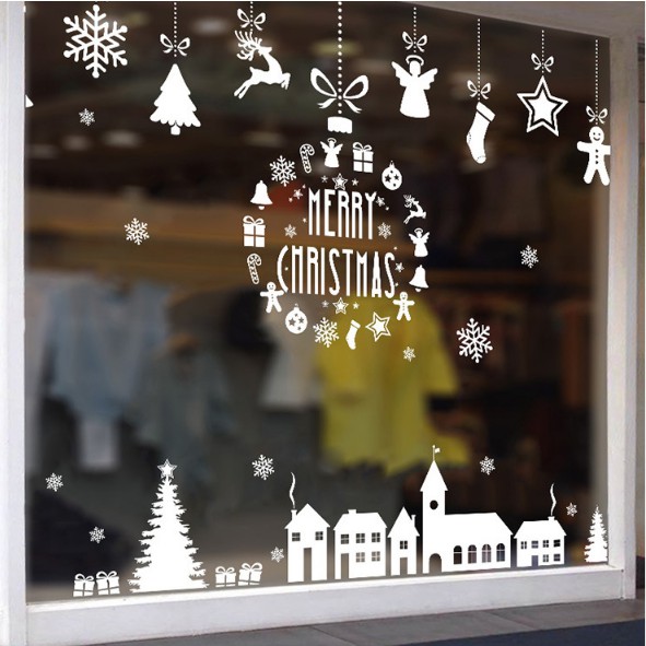Decal dán tường Noel - Thành Phố nhí kèm chữ trắng