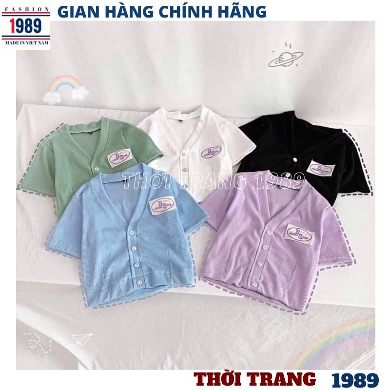 Áo thun croptop nữ tay cộc cổ v có LOGO 6 mầu chất cottong mềm mịn kiểu dáng hàn quốc -PHƯƠNG VŨ 1989 | WebRaoVat - webraovat.net.vn