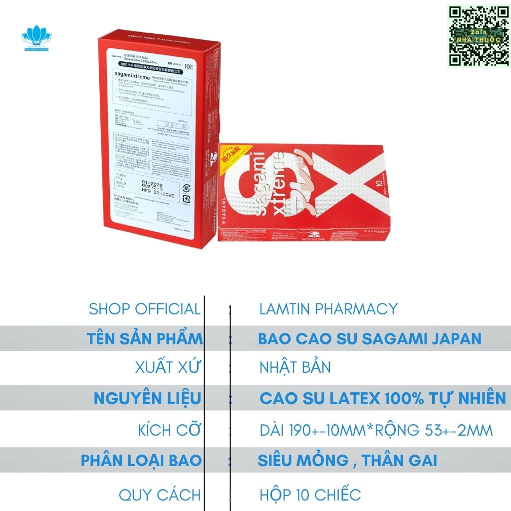 Bao cao su Sagami Xtreme Feel Long - Bảo gai Mỏng - Hàng Chính Hãng Hộp 10 chiếc