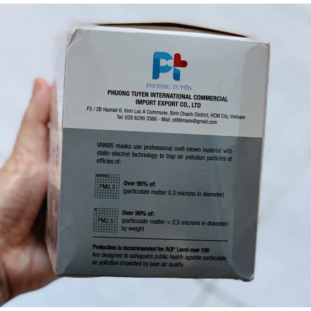 ✅ Khẩu Trang 3D- PT Mask VNN95 (Có Van) -VT0695