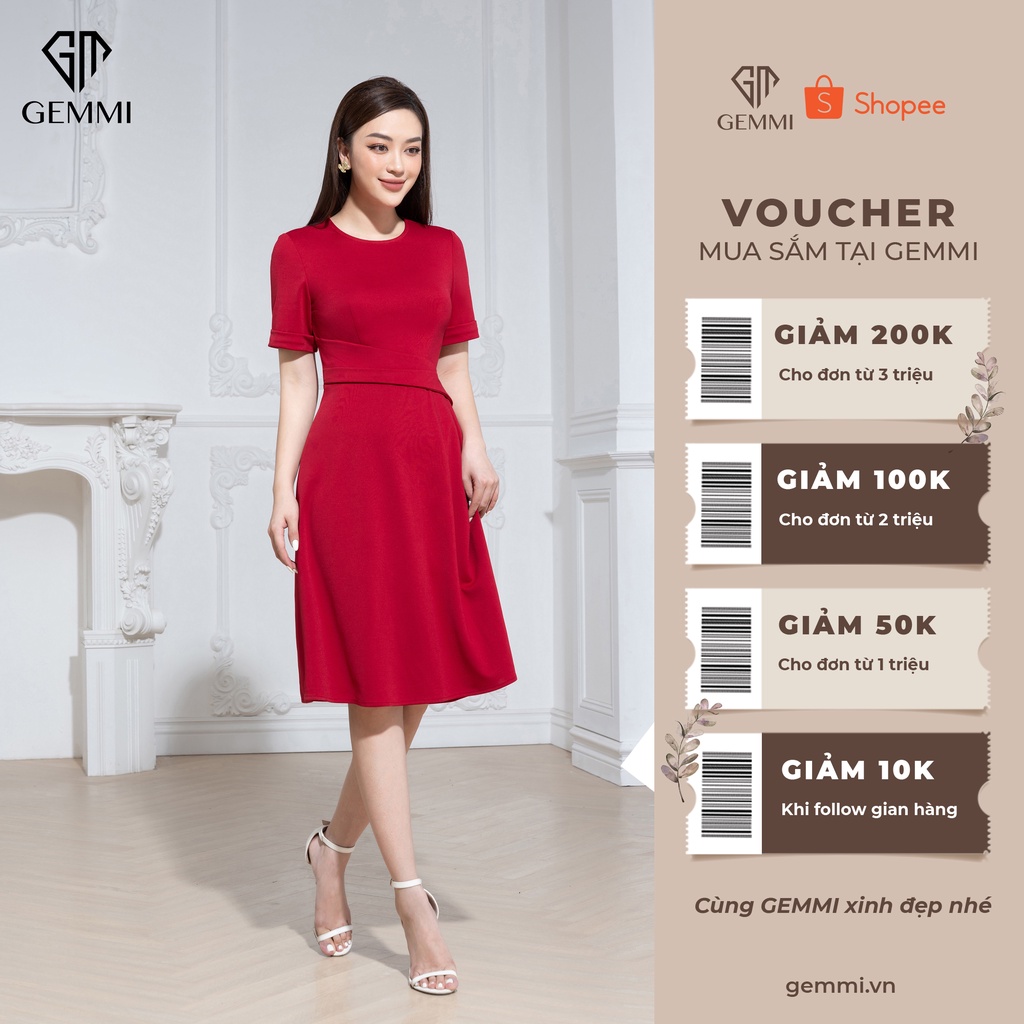 Váy đầm nữ công sở thiết kế dáng xòe Gemmi fashion, DK8496