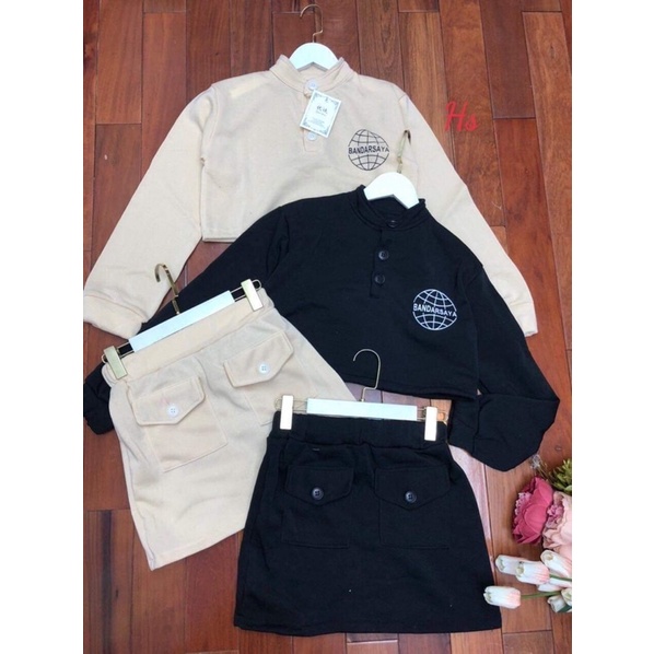Sét váy croptop khuy cúc HSU1