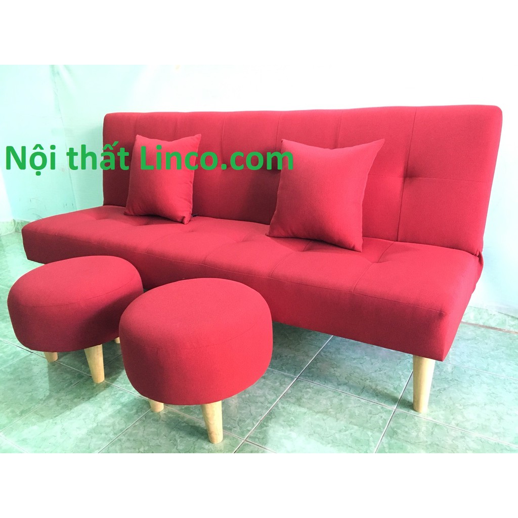 Ghế dài sofa kèm 2 đôn tròn, salong bed nhỏ gọn, sofa giường nằm mini phòng khách giá rẻ đẹp ở tại ội thất Linco HCM