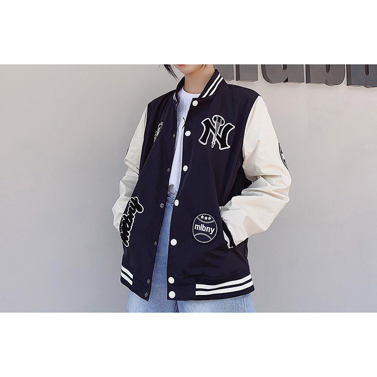 HÀNG CHÍNH HÃNG] ÁO KHOÁC MLBNY BOMBER VẢI DÙ - KHOÁC NỈ UNISEX NAM NỮ - HÀNG CÓ SẴN