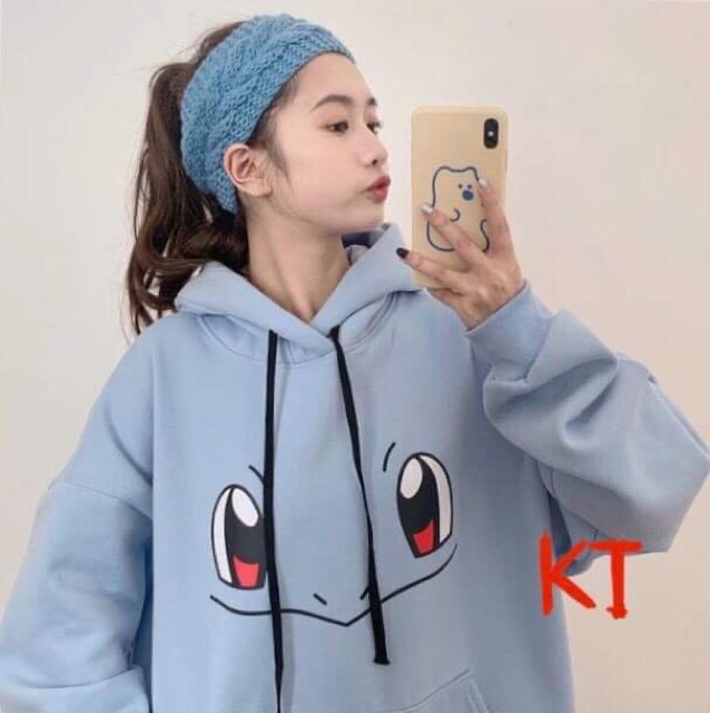 Áo hoodie nỉ mũ túi bụng mặt cảm xúc hoạt hình dễ thương