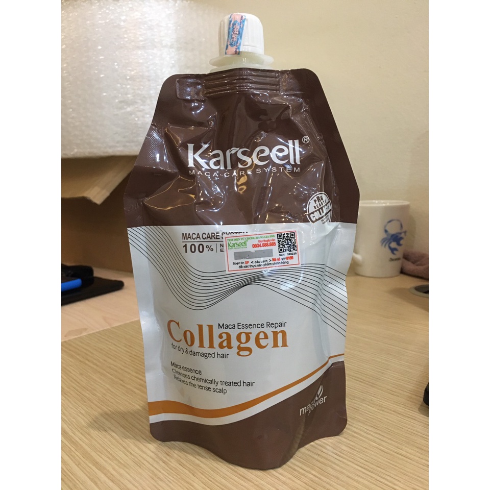 Kem ủ tóc Karseell Maca Power Collagen 500ml phục hồi hư tổn , kèm ảnh thật LOẠI 1 có tem