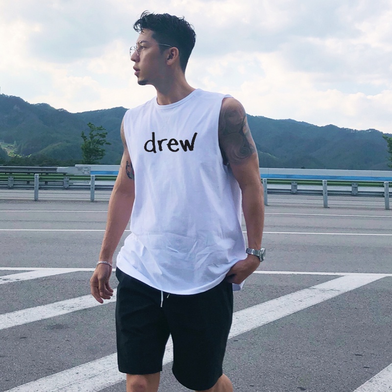 Áo Ba Lỗ Phông In 5D DREW Mặt Cười Siêu Hot / Thời Trang Đường Phố Cotton Mát Mẻ Du Lịch Trẻ Trung Năng Động