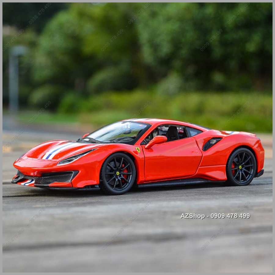 Xe Mô Hình Kim Loại Ferrari 488 Pista Tỉ Lệ 1:24- Bburago - Đỏ - 8131 1