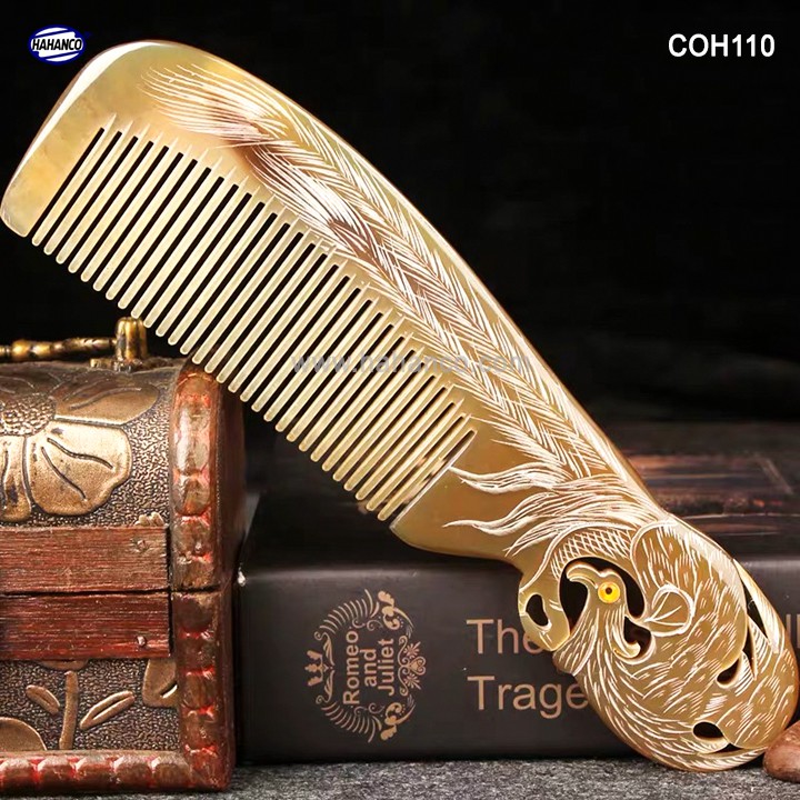 Lược sừng Phượng cuốn đẹp làm quà tặng VIP (Size: XL - 19cm) Chăm sóc tóc - COH110- Horn Comb of HAHANCO