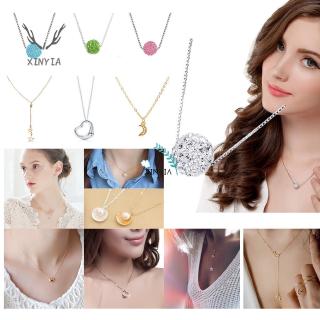 Dây Chuyền Mặt Hình Vỏ Sò Bằng Hợp Kim Titan Đính Đá Pha Lê Và Ngọc Trai Đơn Giản Chống Gỉ XY1