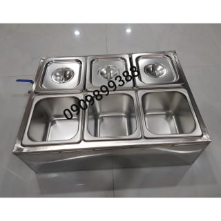 combo đựng topping bằng inox thùng giữ lạnh và khay inox 304