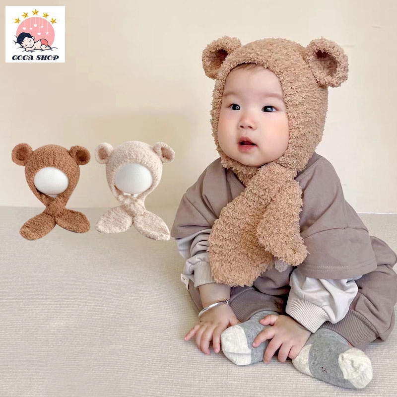 Mũ Len Xù Gấu Hàn Quốc Đáng Yêu Cho Bé