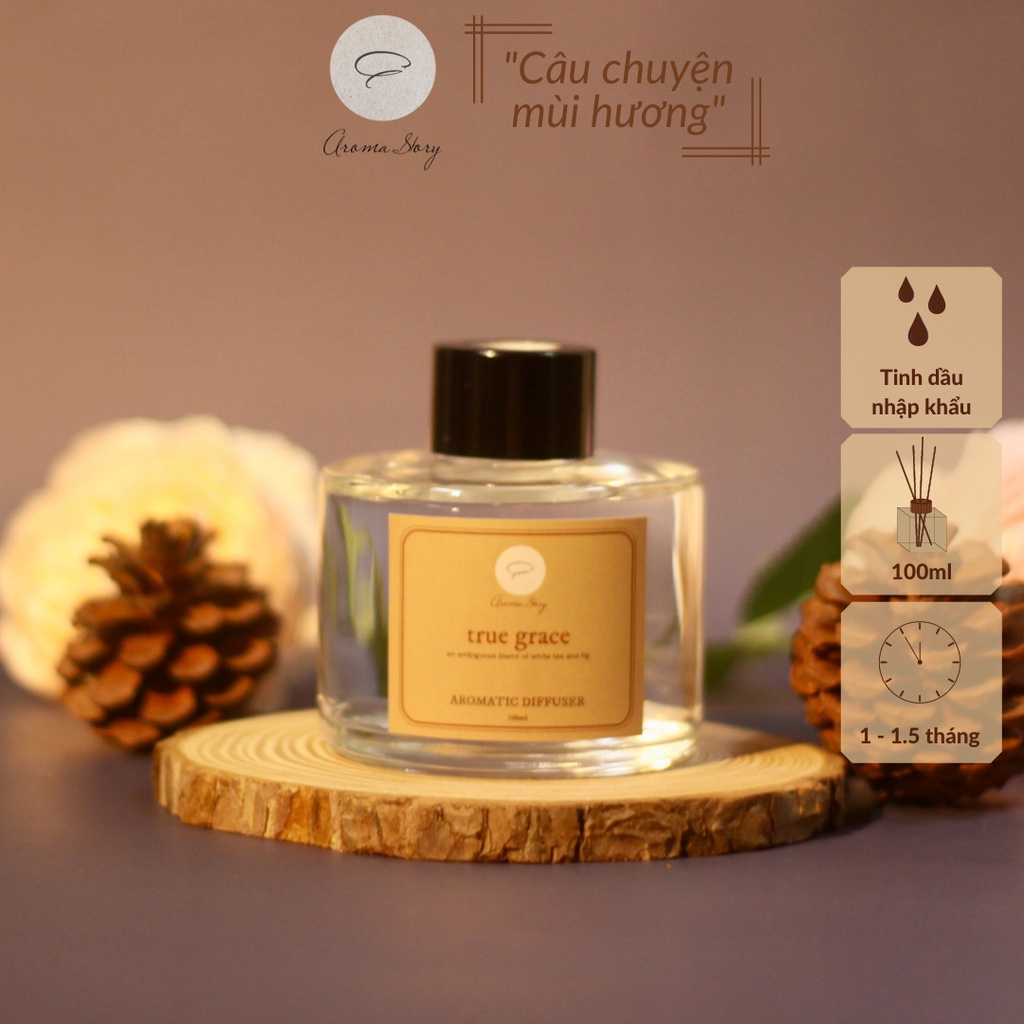 Tinh Dầu Khuếch Tán Aroma Story Hương Trà Trắng Và Trái Sung True Grace Size 50ml/100ml