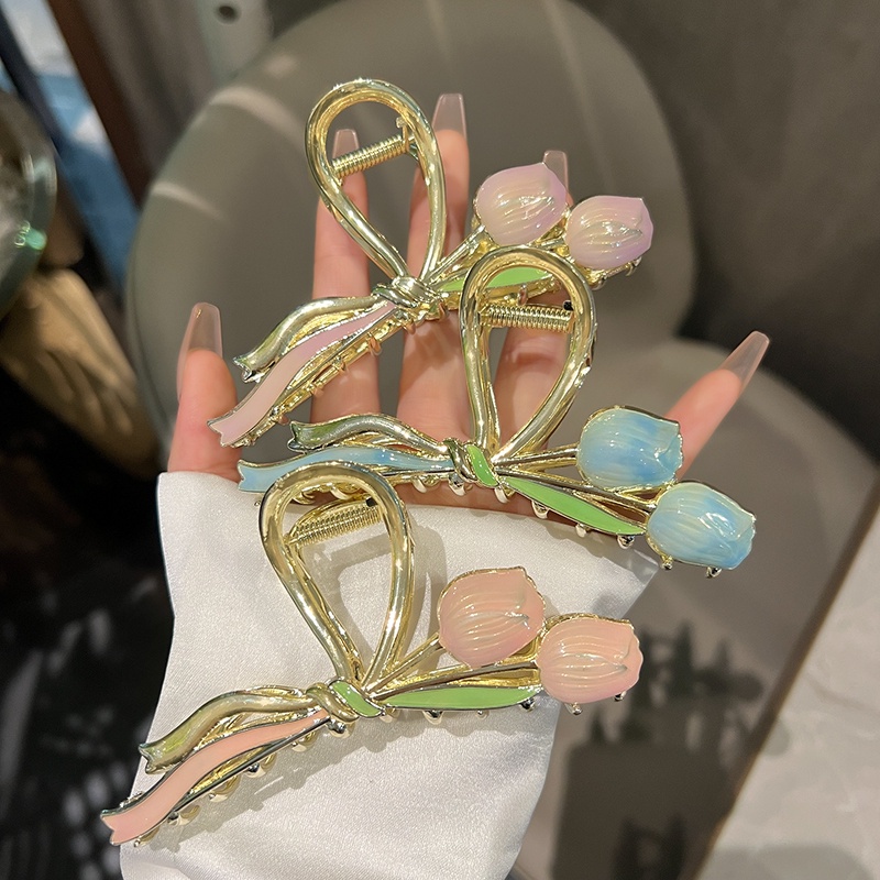 Kẹp Tóc Kim Loại Hình Hoa Tulip Thời Trang Hàn Quốc