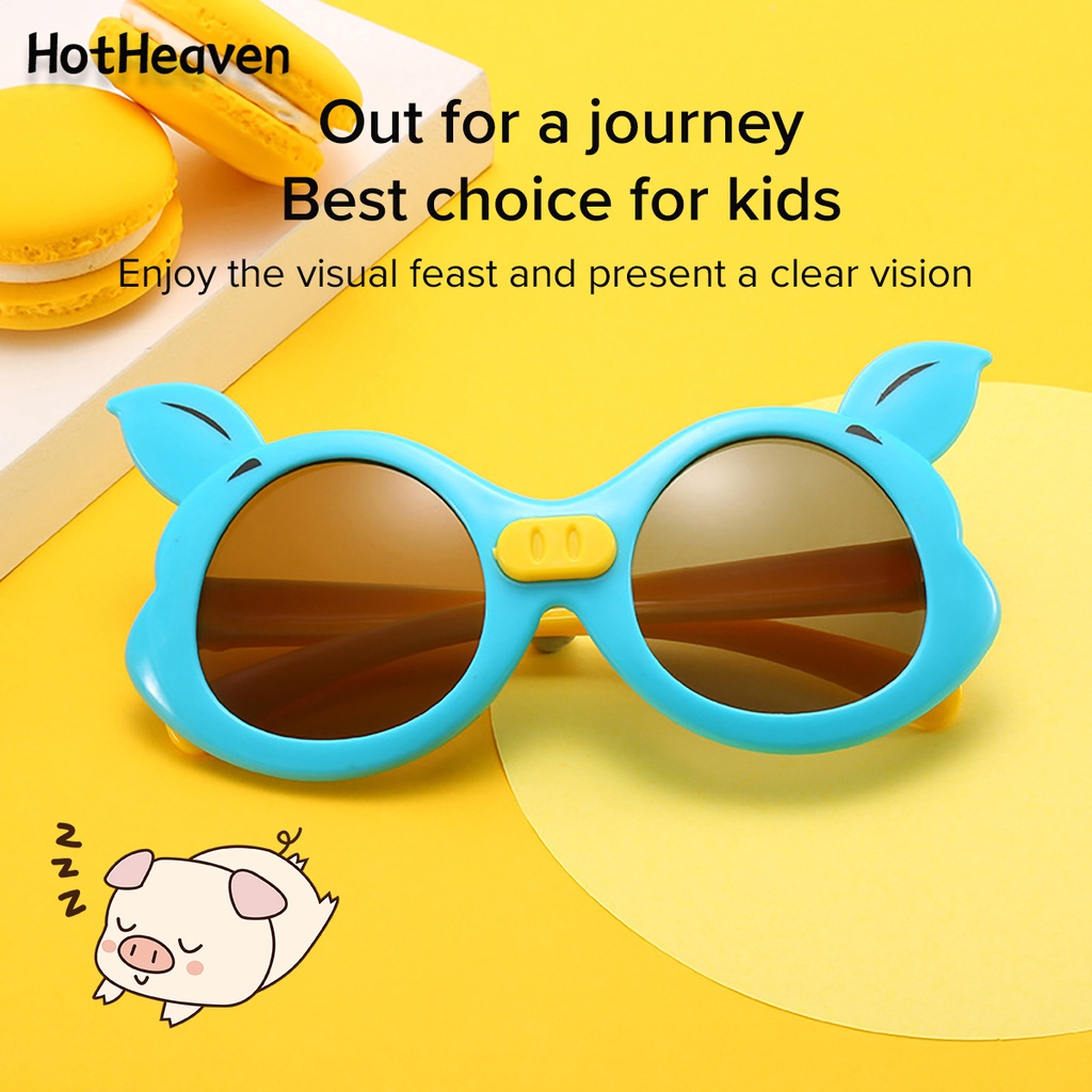 Kính Chống Nắng UV Bảo Vệ Mắt Hình Tai Heo Dễ Thương 6 Kiểu Dáng Unisex Cho Trẻ Em