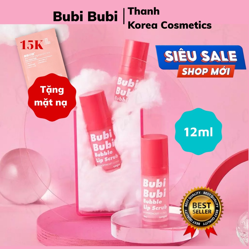 Tẩy Da Chết Môi Unpa Bubi Bubi Bubble Lip Scrub Gel Sủi Bọt, Hồng Môi Hàn Quốc 10ml