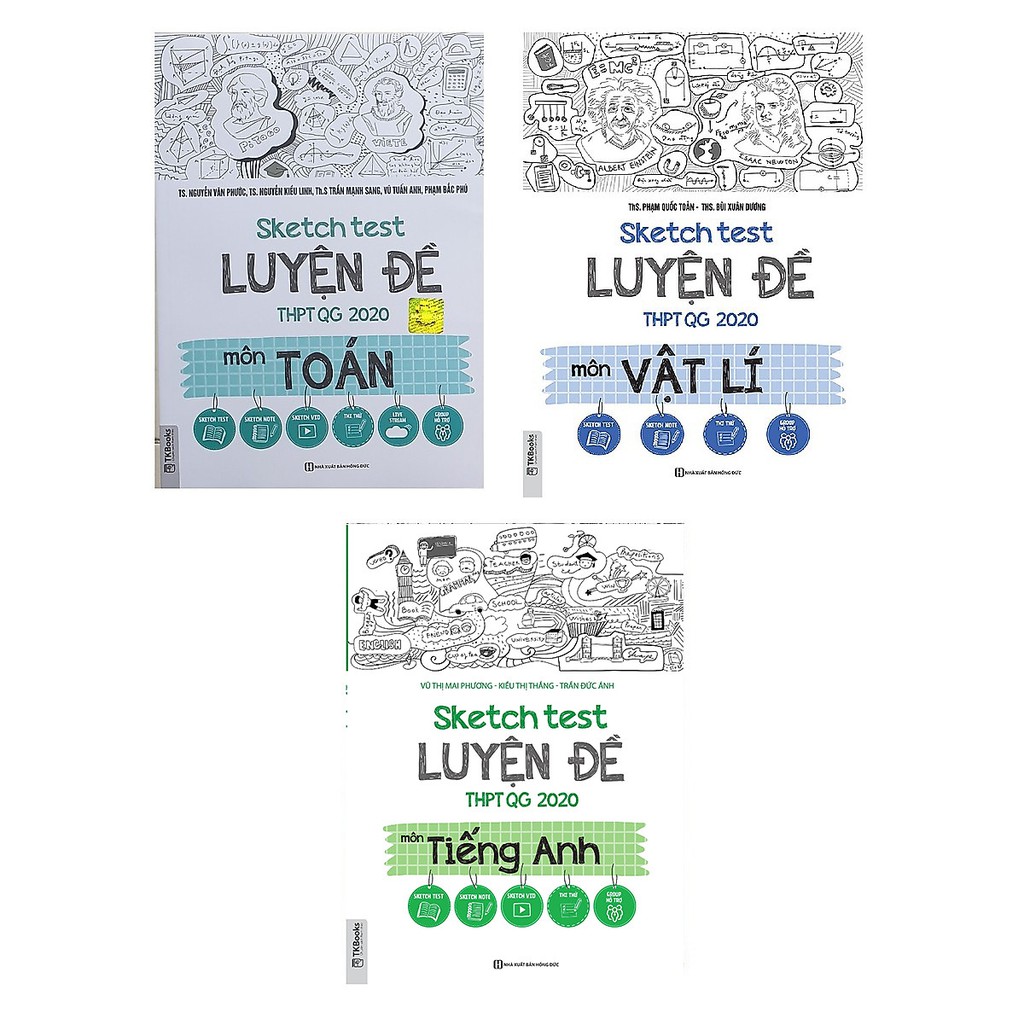 Sách - Combo Sketch Test Luyện Đề THPT QG 2020 khối A1: Toán, Vật lý, Tiếng Anh kèm 50 đề thi thử