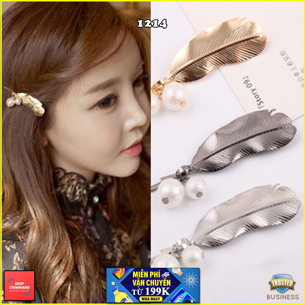 KẸP TÓC KIM LOẠI HOT NHẤT HÌNH CHIẾC LÁ VÔ CÙNG SANG CHẢNH SH1214